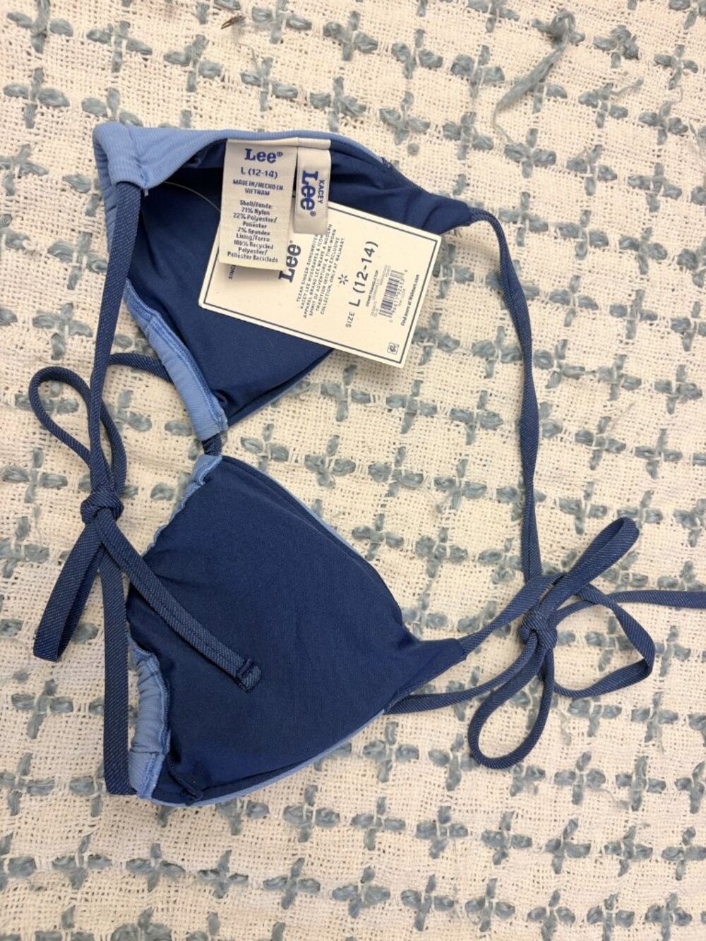 Lee x Kacey Musgraves Denim Triangle Bikini Top NWT Blue Size M (8-10)